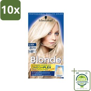10 x Schwarzkopf - Haarverf - Blonde Platinum Blond L101 - Grootverpakking - Platina Blond - Blond Haar - Haarkleur - Haarkleuring - Platinum Blond Haar