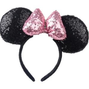 Diadeem-muizenoren-muis-oren-verjaardag-prinses-themafeest-kinderverjaardag-glitter-haarband-oren-pailletten-roze