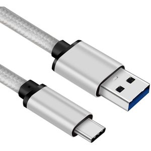 USB C kabel - C naar A - Nylon mantel - Zilver - 2 meter - Allteq