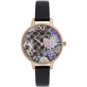 Olivia Burton Dames Horloge OB16GH11 Glasshouse Black & Rose Gold