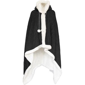 Linnick Hoodie Flanel Fleece Deken Met Capuchon Croco - black - 130x180cm