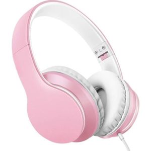 StayPowered Koptelefoon - Ingebouwde Microfoon - Lichtgewicht - Hoogwaardig Materiaal - Ademende Kussens - Roze/Wit - 1,5m lange Snoer - Opvouwbaar en Draagbaar - 3,5mm Aansluiting - Levering Sneller dan Aangegeven!