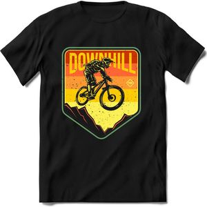 Downhill | TSK Studio Mountainbike kleding Sport T-Shirt | Oranje - Geel | Heren / Dames | Perfect MTB Verjaardag Cadeau Shirt Maat XXL