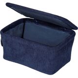 Badmand Anela met deksel, opbergmand in koord-design met handvat van Kunstleer voor het bestellen en opbergen van Badkameraccessoires en accessoires, van 100% polyester, 19 x 10 x 14 cm,