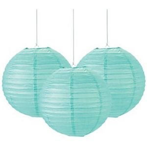 Papieren lampion mint - 30 cm - 6 stuks - papieren lantaren