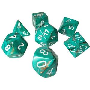 Chessex Marble Oxi-copper/wit Polydice Dobbelsteen Set (7 stuks)
