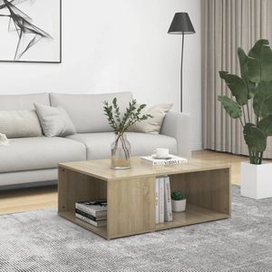 The Living Store salontafel - praktische woonkamertafel - 90 x 67 x 33 cm - stabiel - schoon te maken - kleur- sonoma eiken - materiaal- spaanplaat