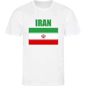 WK - Iran - یران - T-shirt Wit - Voetbalshirt - Maat: 122/128 (S) - 7 - 8 jaar - Landen shirts