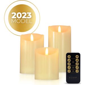 KENN® 3D Oplaadbare LED Kaarsen - 3 Maten - Inclusief Afstandsbediening - Veilig & Duurzaam - Realistische Kaarsen - Oplaadbare Waxinelichtjes - Ongeparfumeerd - Kerstverlichting - Led Kaarsen Oplaadbaar