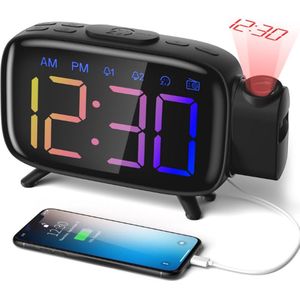 Vosfeel® Wekkerradio - Wekkerradio Met Projectie - Digitale Wekker Met Projectie - Projectie Wekker - Projectieklok Plafond