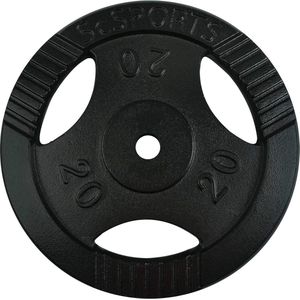 ScSPORTS® - Gietijzeren Halterschijf van 20kg - Antislip Grip Dumbbell Schijf - Zwart