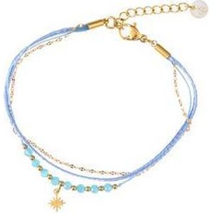 Go Dutch Label Armband Kralen Morning Star Turquoise Goud B1212-4