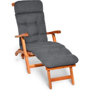 Beautissu Deckchair Kussen 200x50x8 cm - Ligstoelkussen Antraciet - Matraskussen voor Hangmatten en tuin-/terrasstoelen - Flair DC