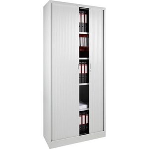 Archiefkast – Roldeurkast – Dossierkast – Wit – Met slot - 195x120x47 cm