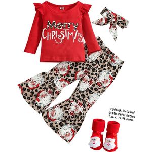 Kiddos 3-Delige Kerst Outfit - Top, Haarband en Flared Legging - Meisjes - 92