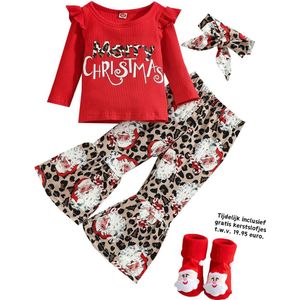 Kiddos 3-Delige Kerst Outfit - Top, Haarband en Flared Legging - Meisjes - 86
