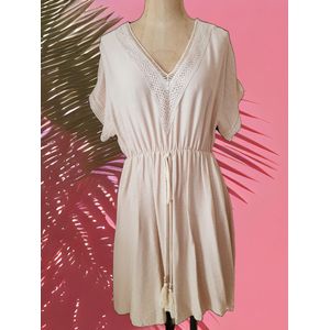 Dames ibizza jurk beige One size 38/44