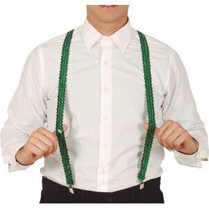 Boland party Carnaval verkleed bretels - pailletten groen - heren/dames - verkleedkleding accessoires