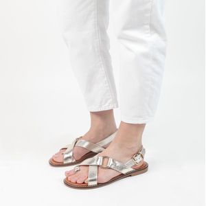 Manfield - Dames - Gouden leren sandalen - Maat 41