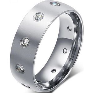 Schitterende Ring met rondom Zirkonia Steentjes| Damesring | Herenring | Jonline | 22,25 mm. Maat 70