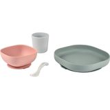 Béaba - Silicone maaltijdset - Kinderservies - 4-delig - Roze/groen