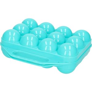Plasticforte Eierdoos - koelkast organizer eierhouder - 12 eieren - blauw - kunststof - 20 x 19 cm
