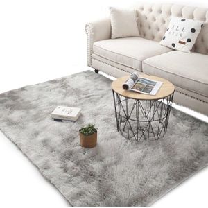 Happyment Zacht fluffy vloerkleed - Hoogpolig tapijt - Tapijten slaapkamer, woonkamer - 160x200cm - Grijs