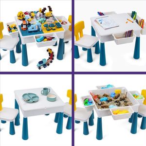 【Alles-in-1 Profi Promo】Bouwtafel set - Kindertafel met 2 Stoeltjes en 4 Bakjes - Blokkentafel - Speeltafel - Blokken Tafel Kinderen - Constructie Speelgoed 2, 3, 4, 5Y - Geschikt voor Duplo (Grote) & Lego (Kleine) Bouwstenen