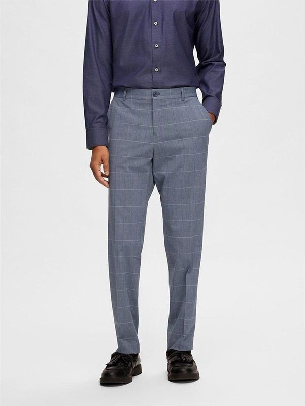 Selected Slim Liam Blue Check Dress Pants Blauw 52 Man