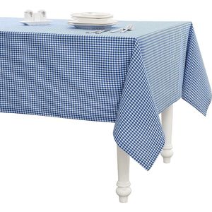 afwasbaar tafelkleed 170x170 cm, 100% katoen, deken voor tafel, tafellaken voor keuken, eetkamer, tafelkleden voor Pasen, outdoor tafelkleden voor tuin, vierkant (blauw/wit, geruit)