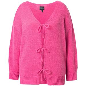 MIAMODA MIAMODA - Dames - Vest loose fit striksluiting - Neon bes - Maat 42+