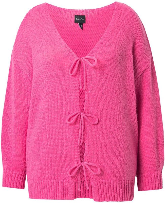 MIAMODA MIAMODA - Dames - Vest loose fit striksluiting - Neon bes - Maat 42+