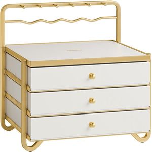 Sieradendoos Organizer - Opbergdoos - Met fluweel gevoerd - Stalen frame - Compact formaat - 20,5 cm x 22,7 cm x 23,5 cm