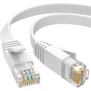 Rainbecom - Internetkabel 2 meter - CAT6 Flat - Patchkabel – Platte UTP CCA - Kabel - Ethernet Kabel - RJ45 - LAN Cable – Netwerkkabel – Wit - 28AMG