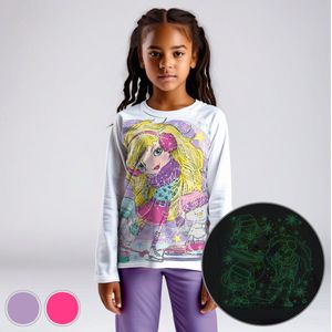 Magische Schaatser - Glow-in-the-dark pyjama - lila - maat 104-110 - 4 jaar - 100% katoen