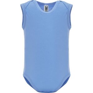 5 pack babyrompertjes zacht blauw zonder mouwen maat 6 maand merk Roly