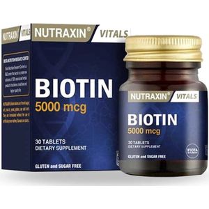 Nutraxin Biotin 5000mcg 30 Tablets ( Voor sterke, gezonde nagels, haar en huid)