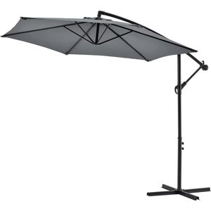 In And OutdoorMatch Zwevende Parasol Addie - Staal - Ø 270x245 cm - Incl. Grijze basis - Waterafstotend - Luxe uitstraling
