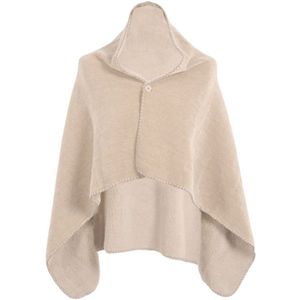 Tiseco - Poncho TOMO - draagbare deken met knoop, one size, ivoor