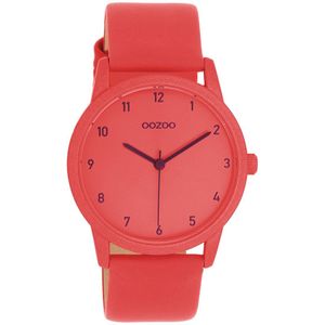 OOZOO Timepieces - Chili peper rode OOZOO horloge met chili peper rode leren band - C11172