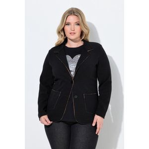 MIAMODA - Dames - Gebreide blazer regular fit elastisch breisel reverskraag - Zwart - Maat 52