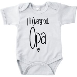 Baby romper met tekst zwangerschap aankondiging | Hi overgroot opa met hartje | Wit | korte mouw | maat 56 cadeautje zwangerschap aankondiging bekendmaking | Cadeautje 100% katoen