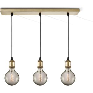 Home Sweet Home hanglamp geborsteld staal vintage Spiraal - hanglamp inclusief 3 LED filament lamp G125 dubbele spiraal - dimbaar - pendel lengte 100 cm - inclusief E27 LED lamp - rook