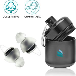 TibaGoods Oordoppen - Gehoorbescherming - 21 dB - Incl. opbergdoosje - Transparant - Muziek festival - Concert - Uitgaan - Zwemmen - Studeren of werken