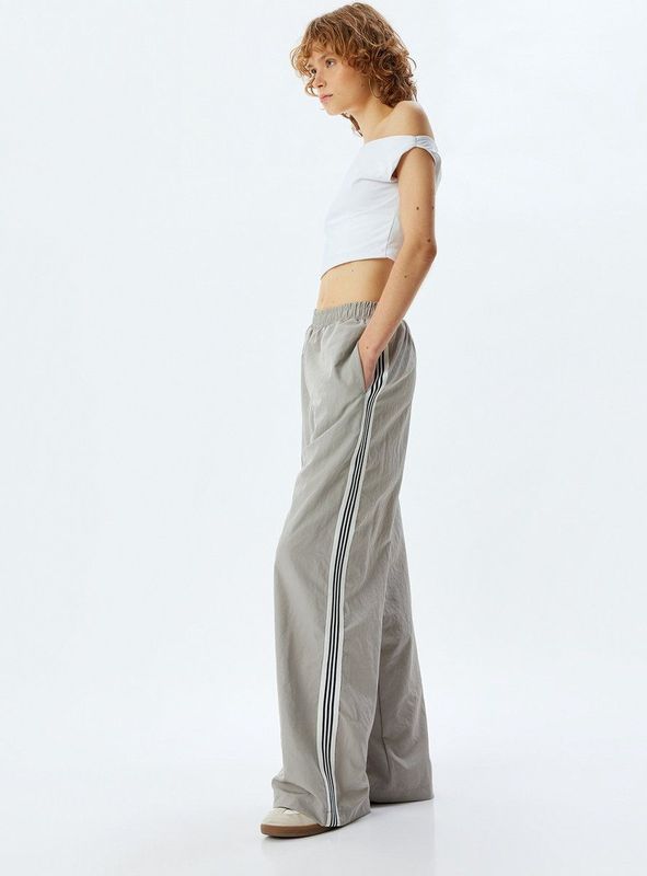 Koton - Broek - Grijs/Wit - Sweatstof - Loosefit - Lang