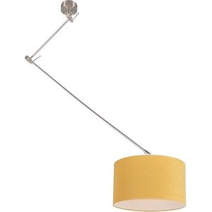 QAZQA blitz - Moderne Verstelbare hanglamp voor boven de eettafel | in eetkamer - 1 lichts - L 1000 mm - Geel - Woonkamer | Slaapkamer | Keuken