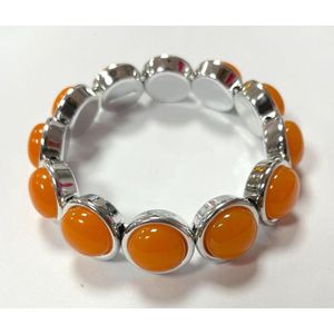Armband met oranje kralen - Rekbaar - One size - Colorblocking trend - Damesdingetjes