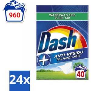 Dash - Waspoeder - Witte en Gekleurde Was - Wasdraad Fris - 40 Wasbeurten - Voordeelverpakking - 24 stuks