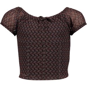 Meisjes blouse - Hilde - Print madarin/chocolade