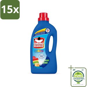 15 x Omino Bianco - Color+ - Wasmiddel - Tot 72h Parfum - Gekleurde Was - 37 Wasbeurten - Grootverpakking - Wasmiddel - Gekleurde Was - Kleurbehoud - Wasparfum - Langdurige Geur